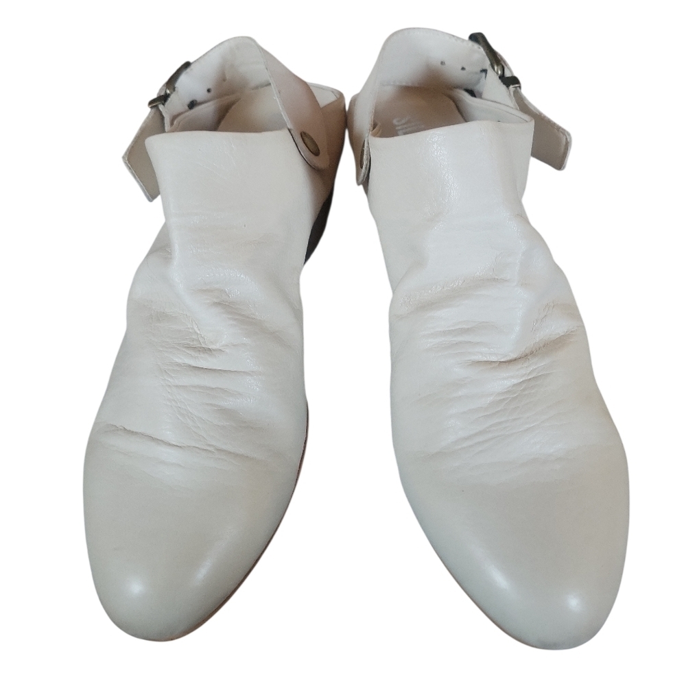 Silent D Anthropologie Dollied Leather Cream Sling Back Ankle Boots Bootie 37